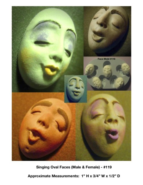 Singing Oval Faces (5 faces, 1 mold) - #119